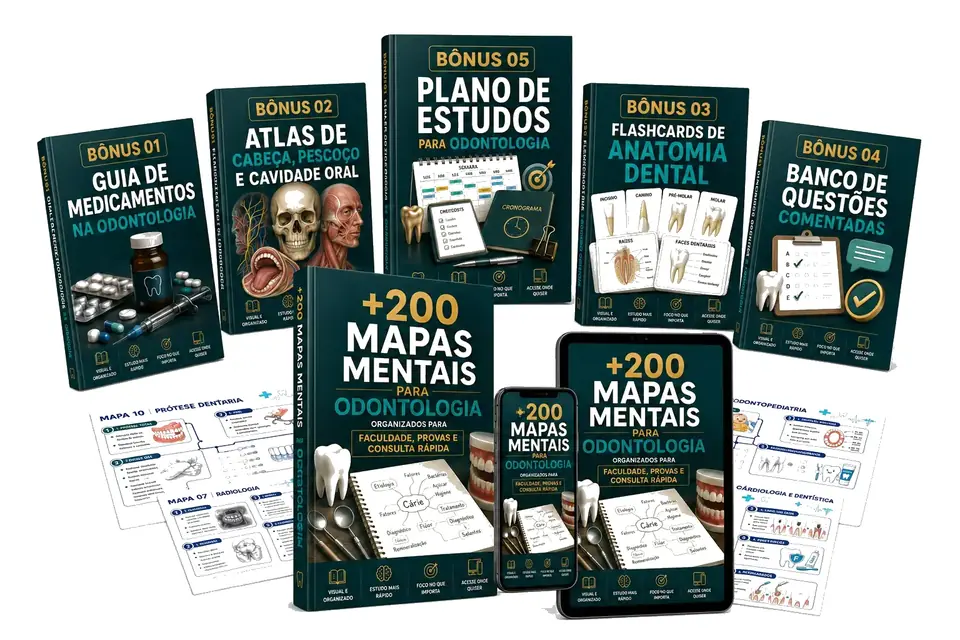 Plano Premium com +200 Mapas Mentais e cinco bônus de Odontologia
